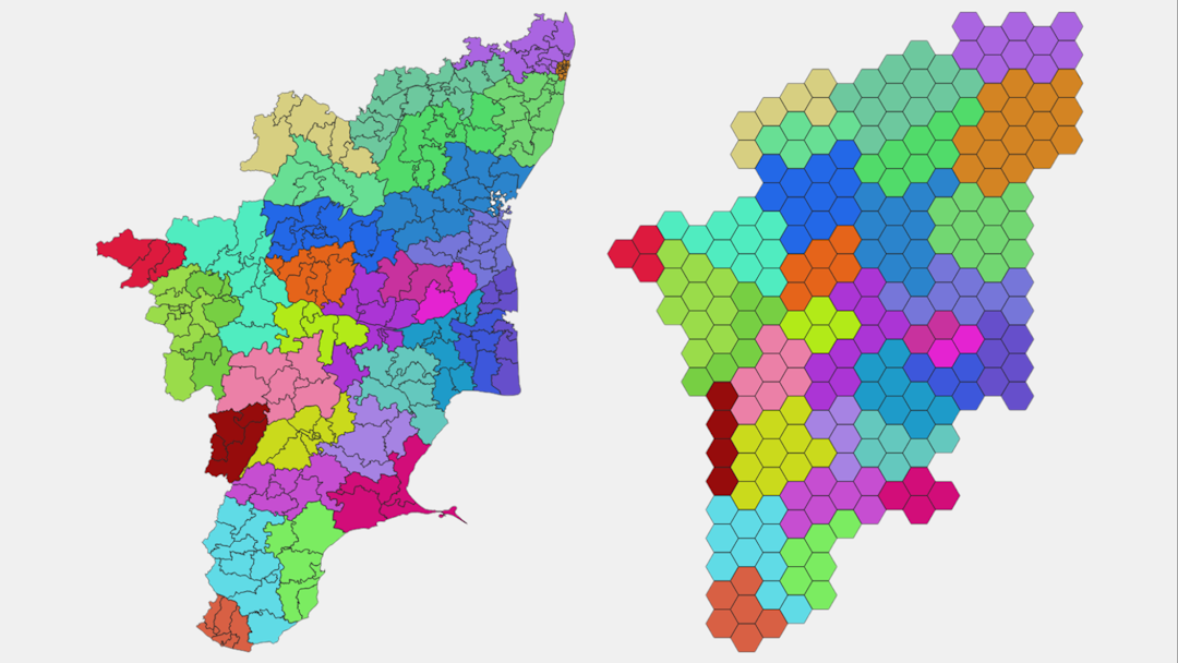 Tamil Nadu Standard and Hexagonal Tile Map