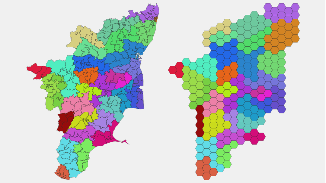 Tamil Nadu Standard and Hexagonal Tile Map
